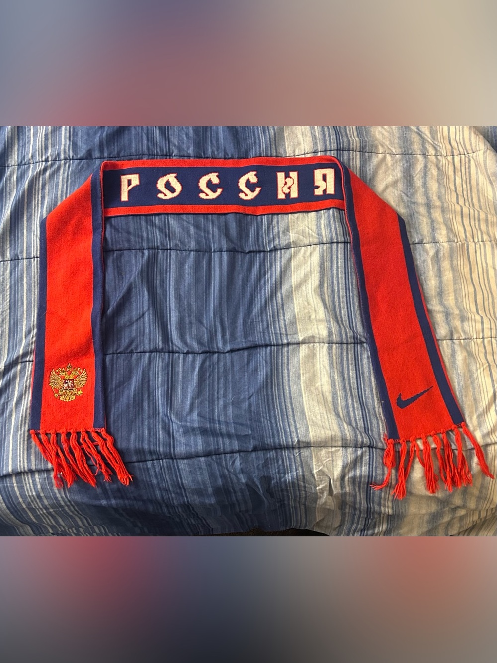 Vintage Nike Russia Scarf Woven Crest Team Colorway